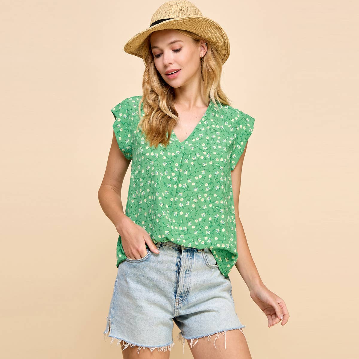 Dana Floral V Neck Top