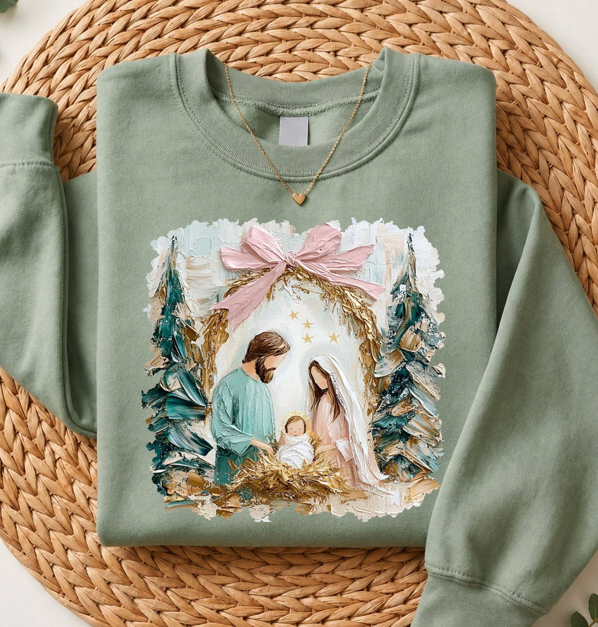 Faux Painted Nativity Scene SS