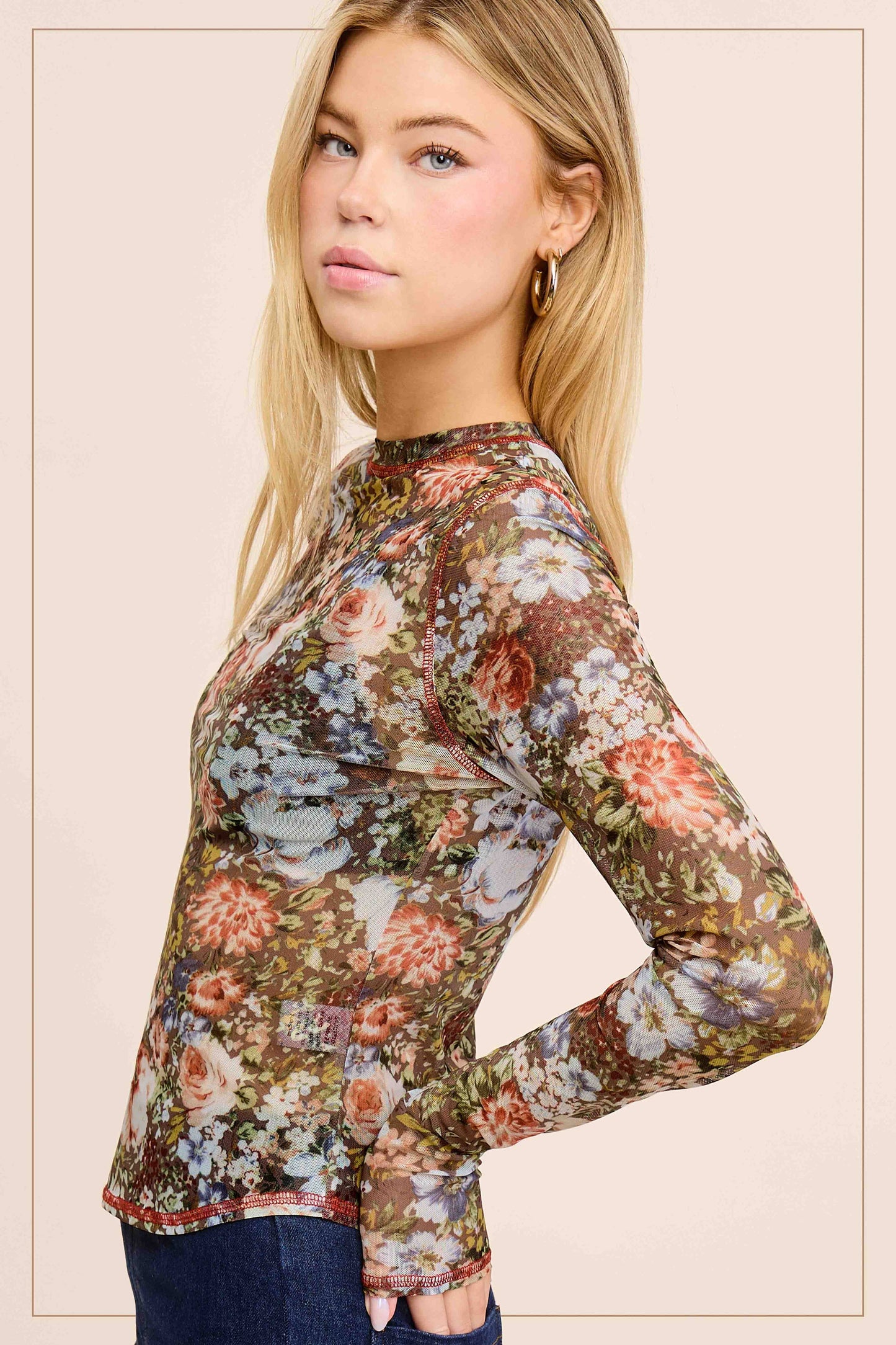 Semi Sheer Floral Layering Top