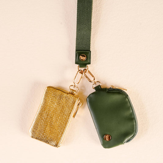 Dynamic Duo Pouch Luxe Wristlet-Evergreen Gold