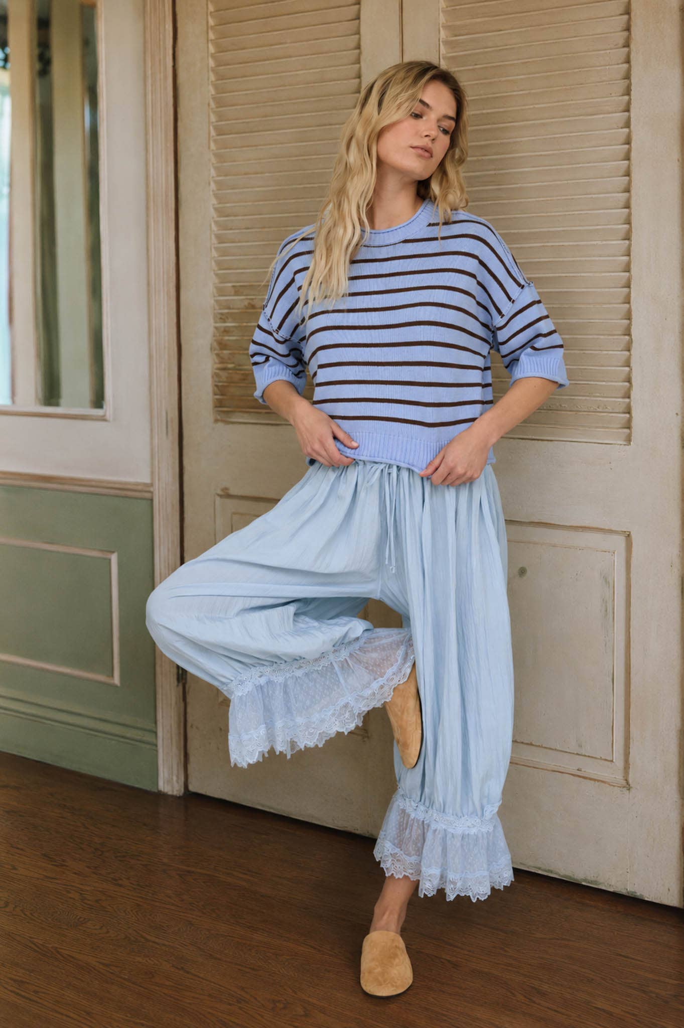 Annie Striped Raw Edge Sweater