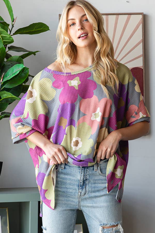 Donna Fall Florals Oversized Top