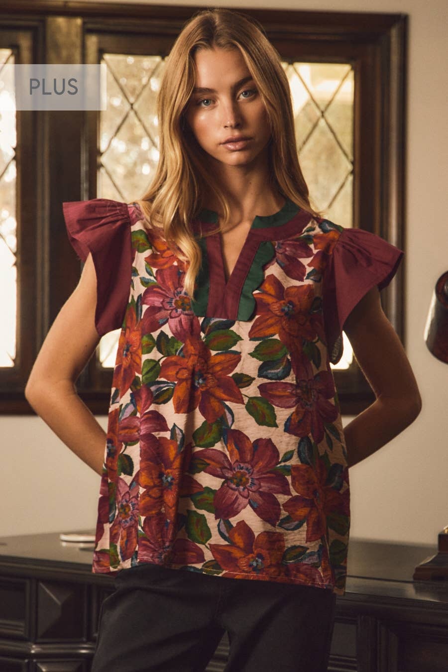 Vicki Floral Print Plus Top