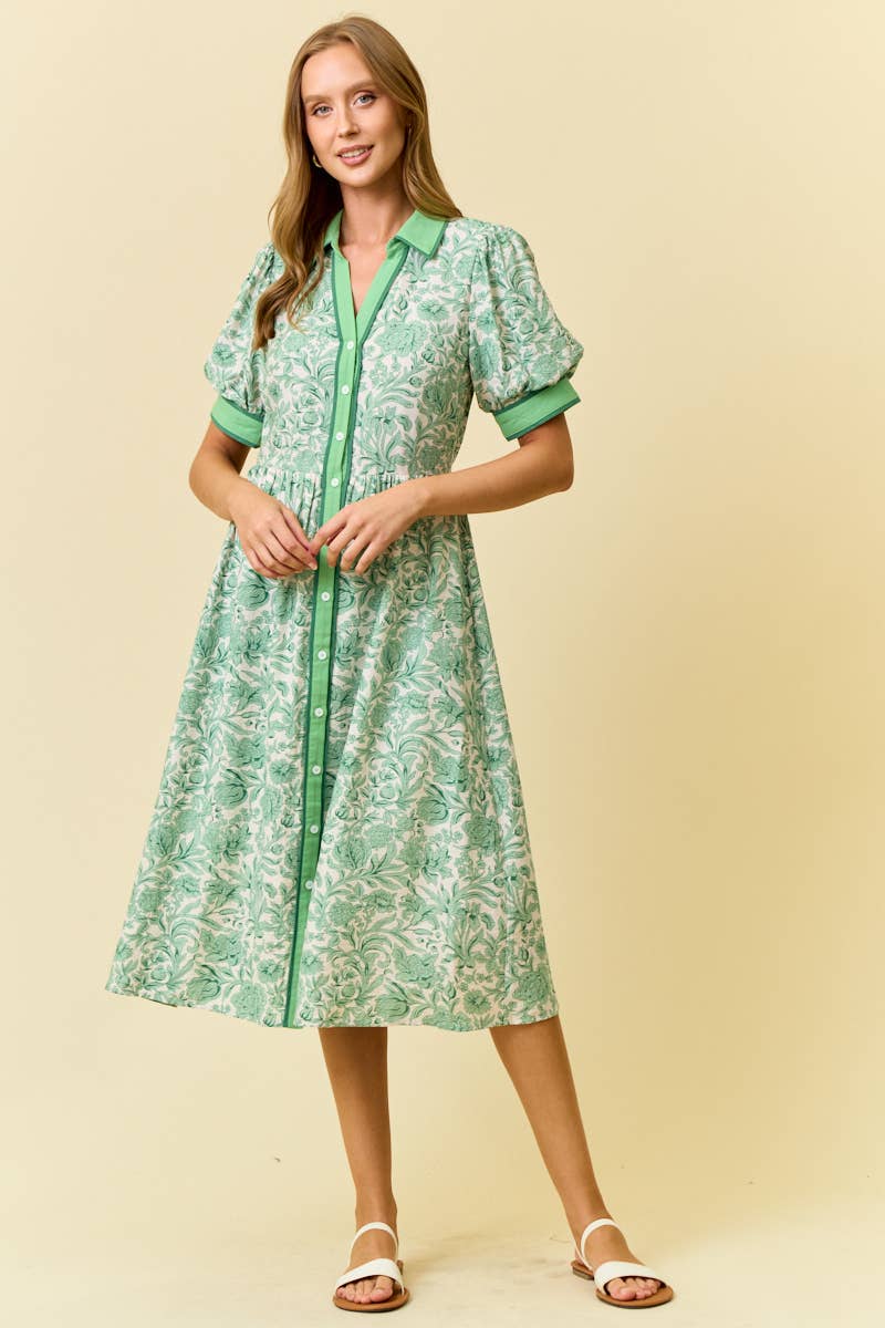 Kat Floral Midi Shirt Dress