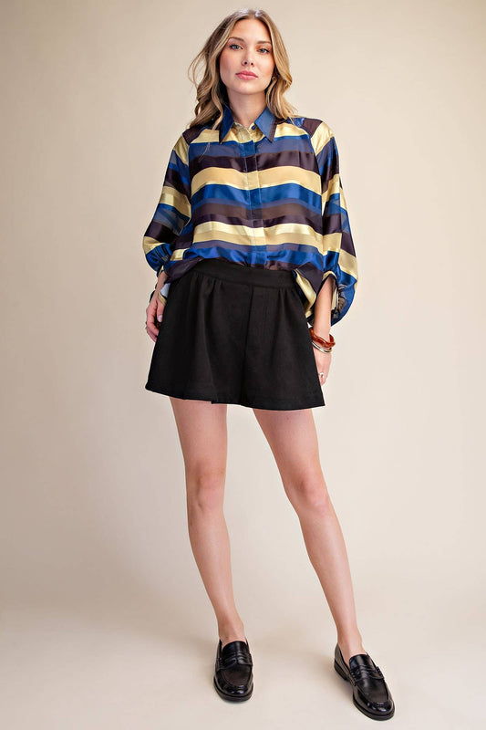 Soft Faux Suede Look Skort with Pockets