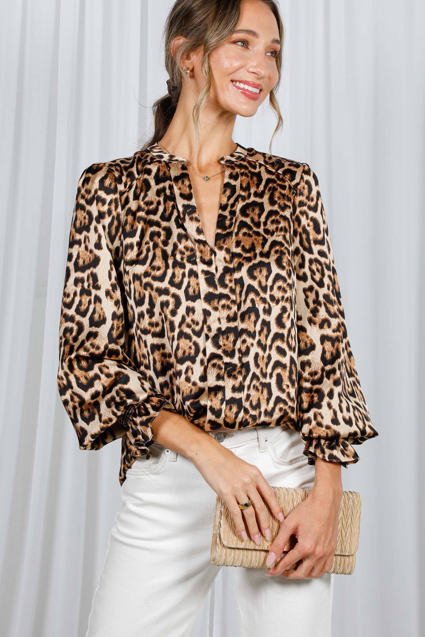 Marian Leopard Henly Blouse