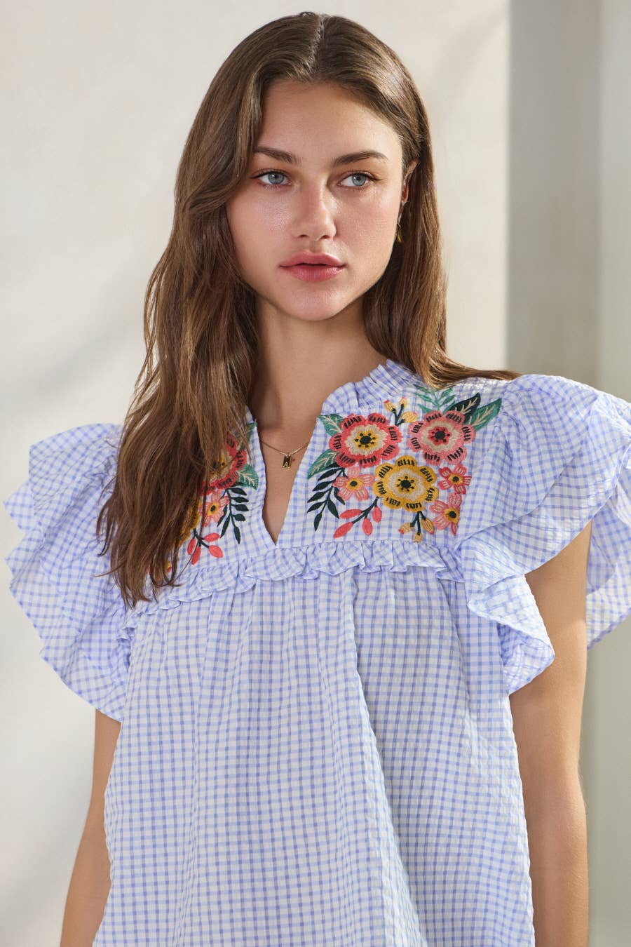 Mandi Seersucker Embroidered Top