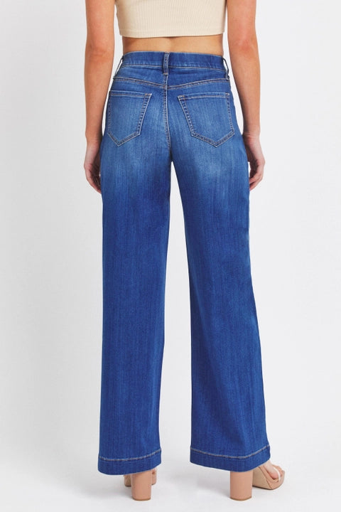 Cello High Rise Pull-On Wide Leg Jeans