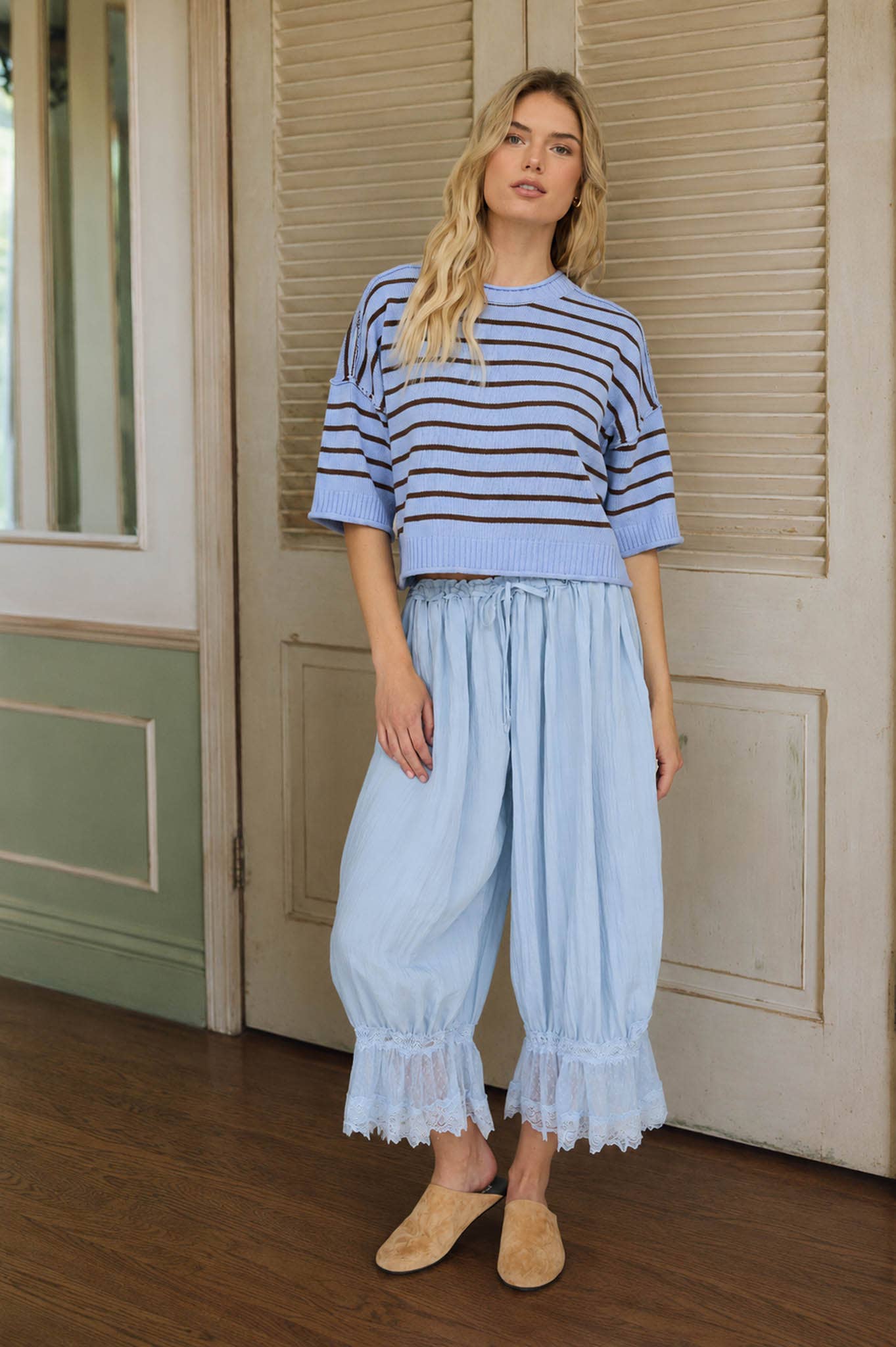 Annie Striped Raw Edge Sweater