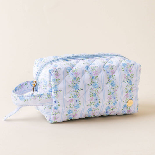 Essentials Quilted Cosmetic Pouch-Petal Parade Blue - Milly's Boutique