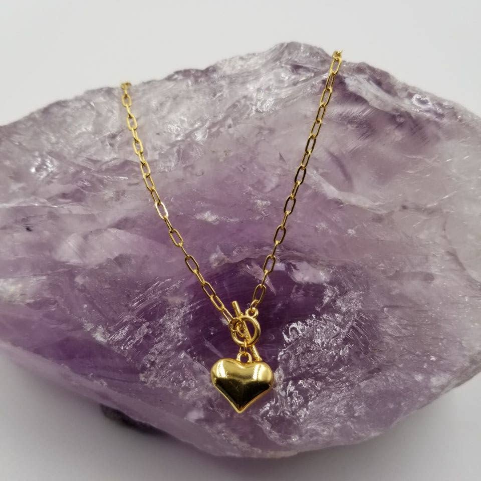 Puffy Heart Toggle Necklace