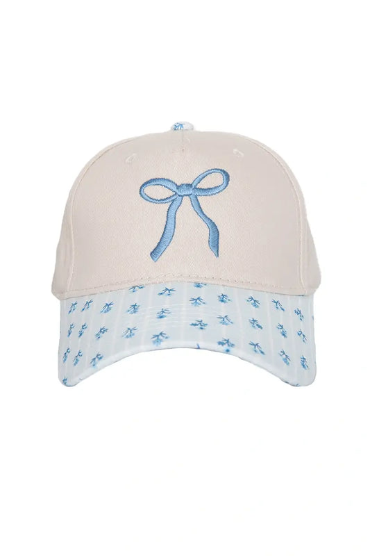 Coquette Bow Vintage Trucker Hat: Light Blue Floral