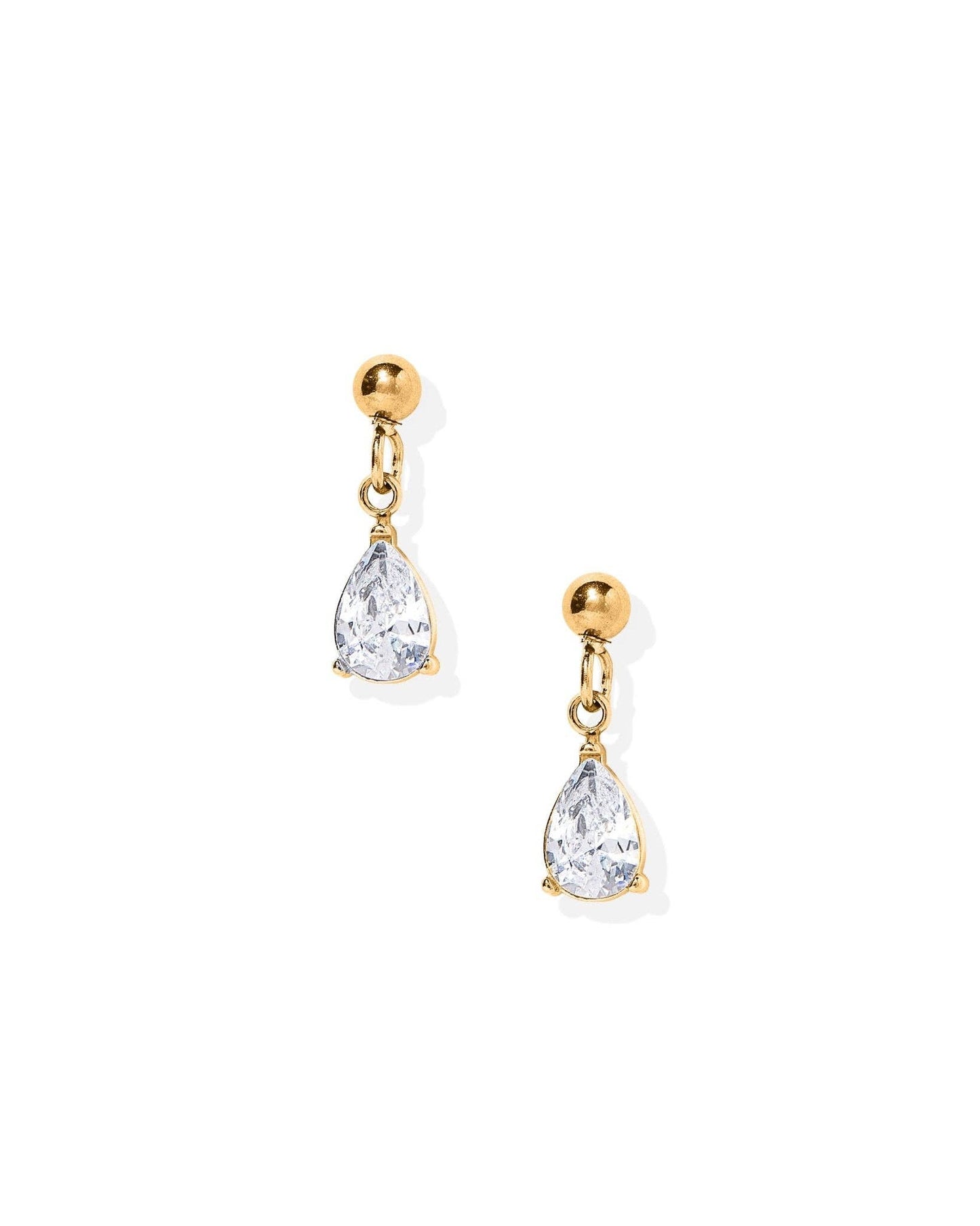 Screwback Stud Earrings - Millie Teardrop CZ Gold