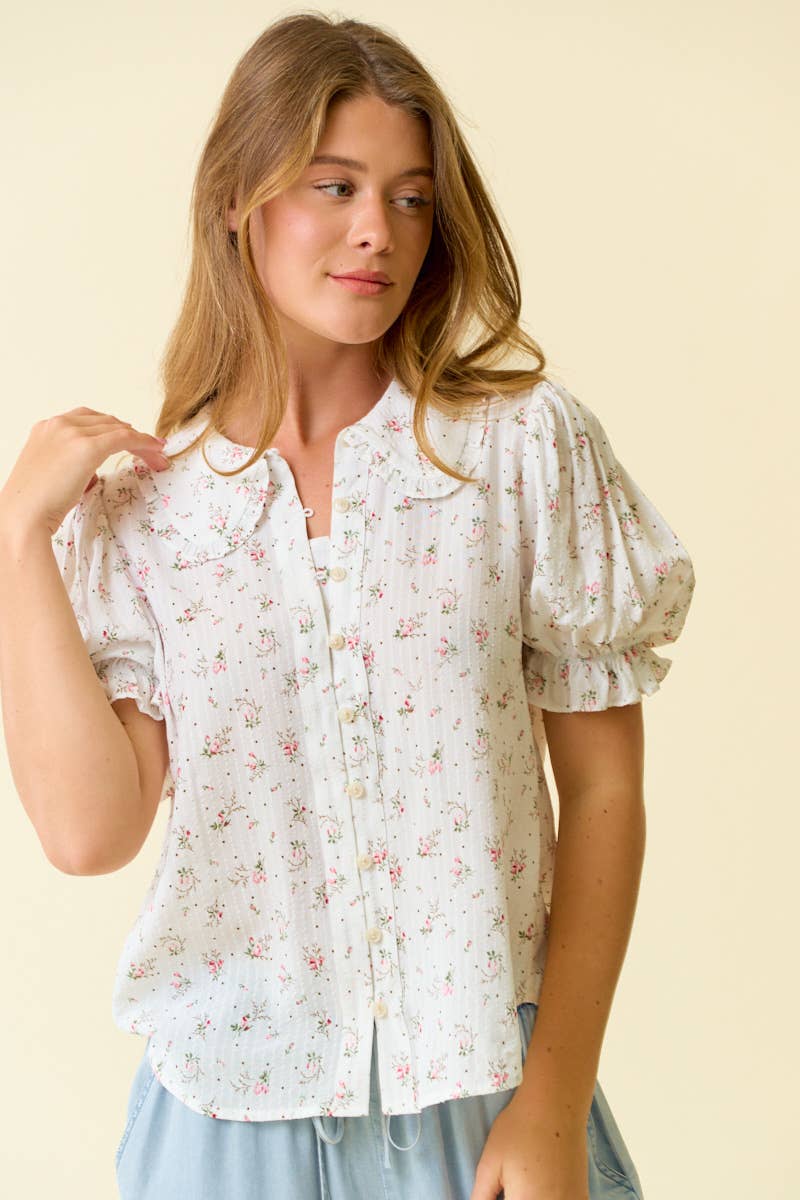 Amy Floral Print Peter Pan Collar Top