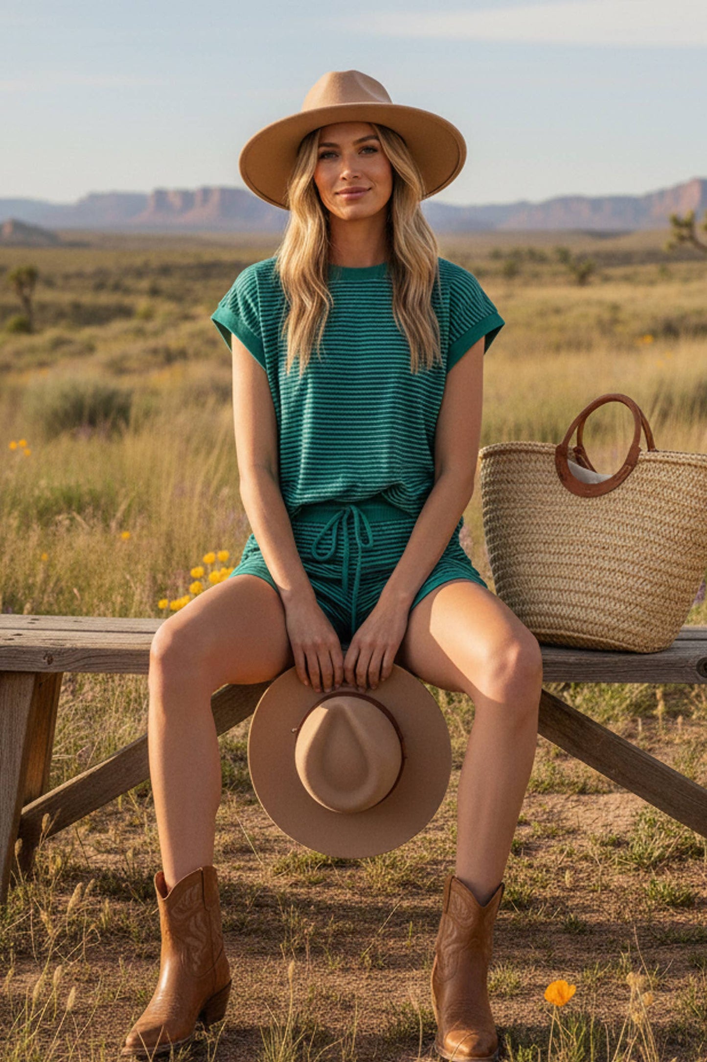 Striped Knit Short Set