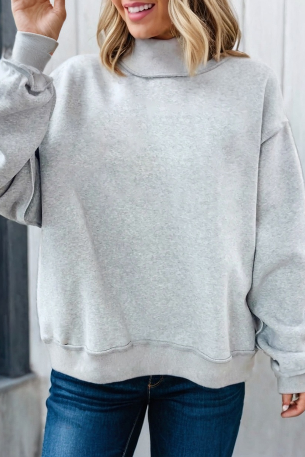 Oversized Mock Neck Sweatshirt