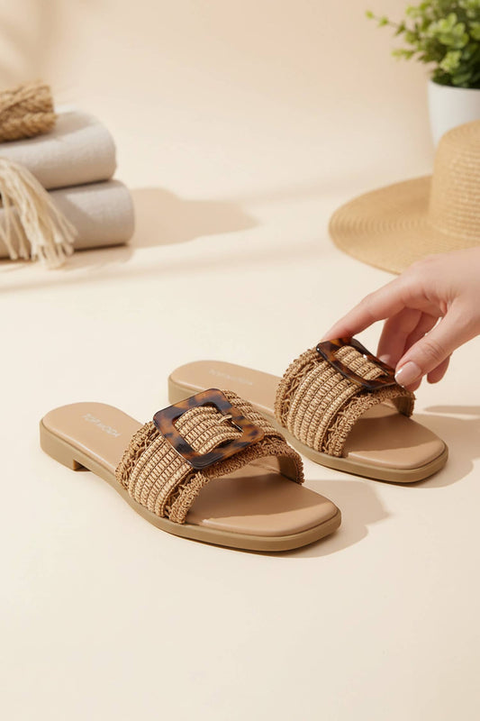 Raffia Buckle Sandal
