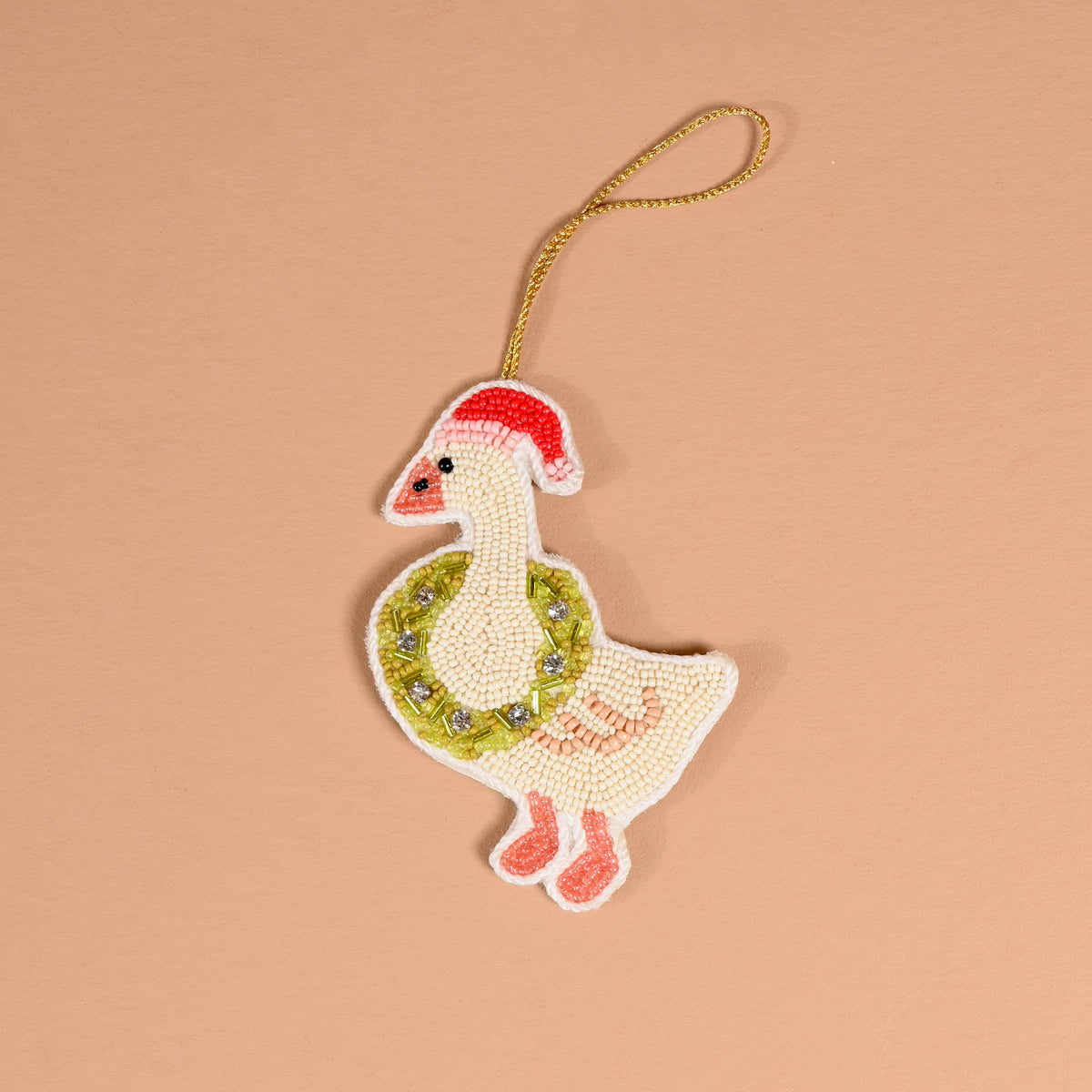 Merry Silly Goose Handcrafted Beaded Ornament