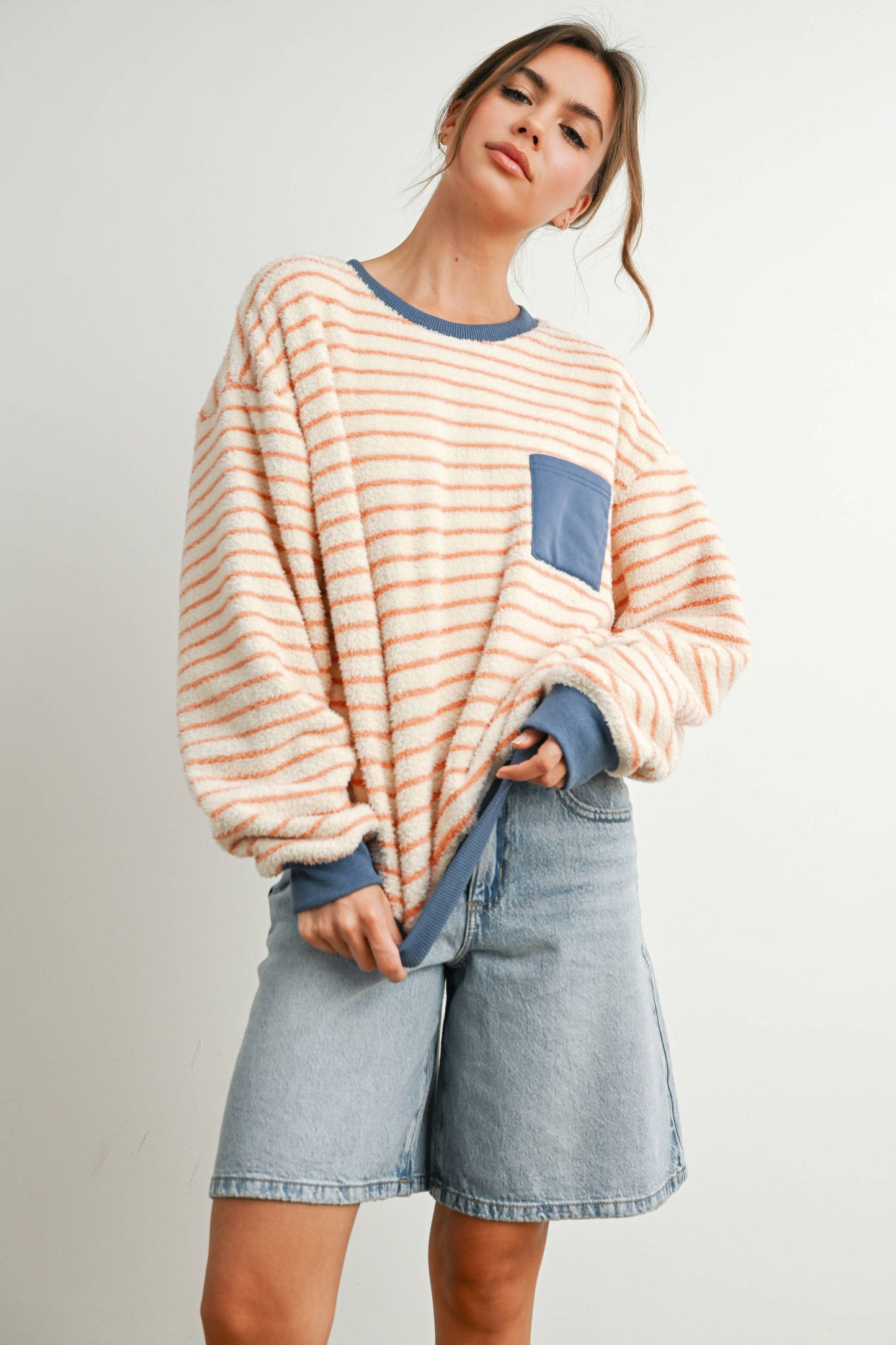 Doni Striped Oversized Crewneck Pullover