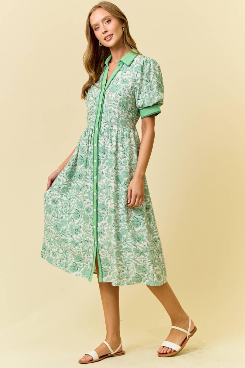 Kat Floral Midi Shirt Dress