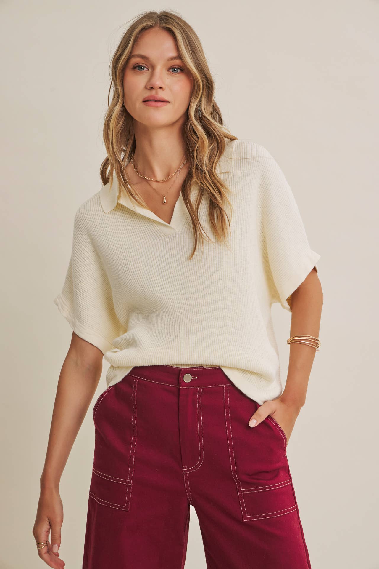 Claire Relaxed Slub Rib Dolman Sweater