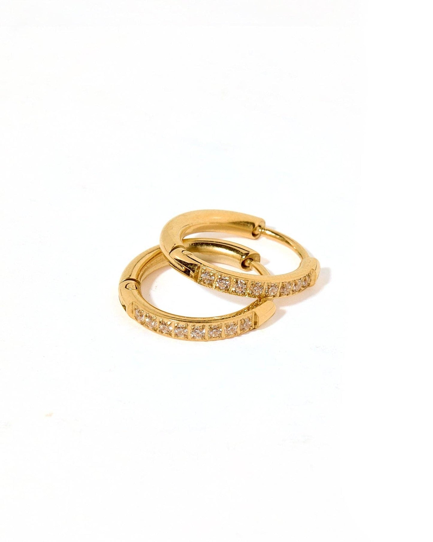 Huggie Earrings - Scarlett Hoop Gold 12mm CZ