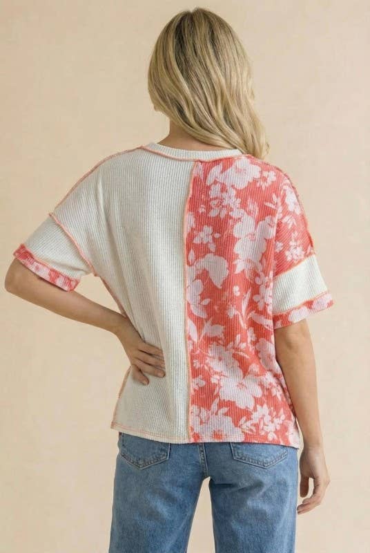 Oversized Color block Plus Top