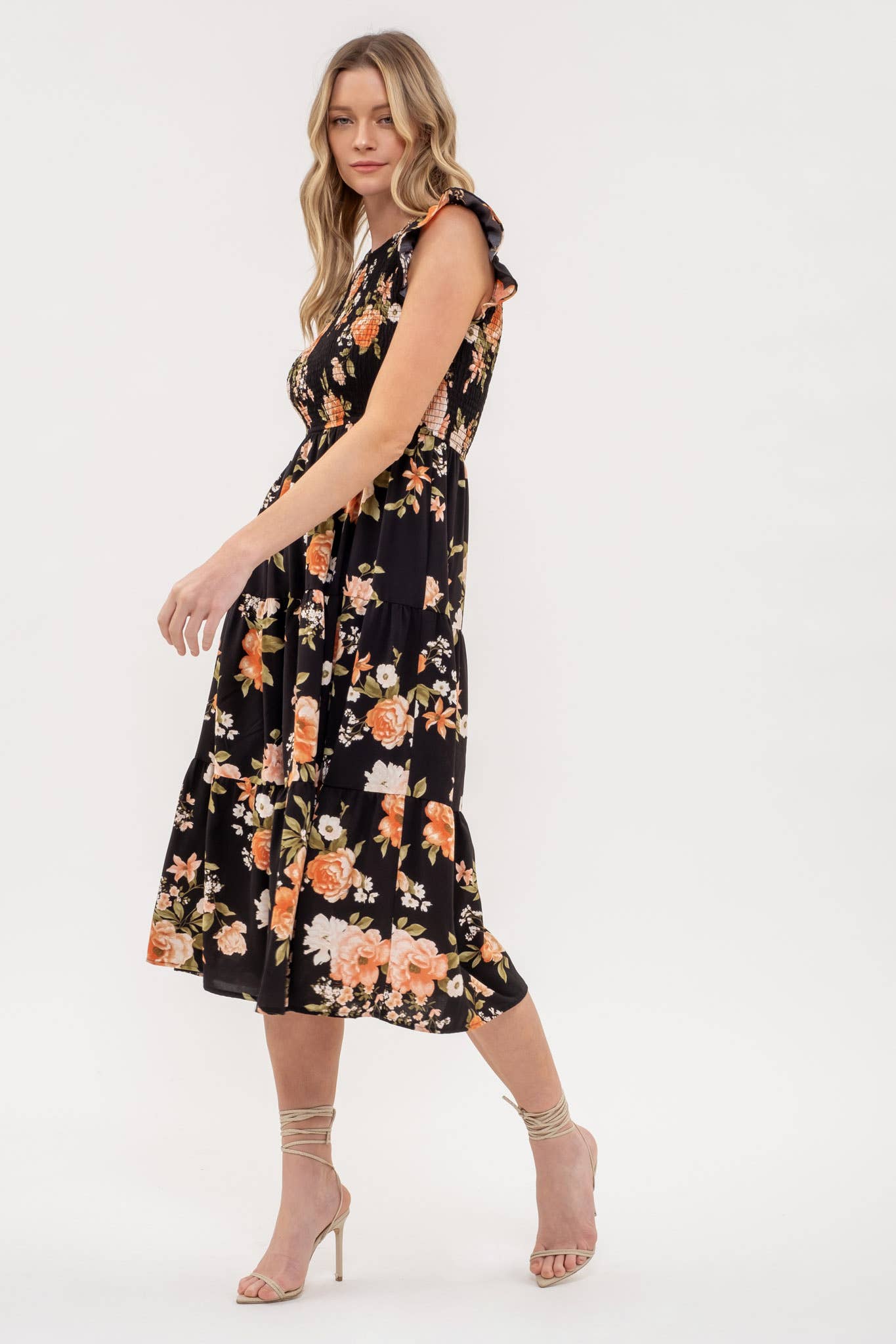 Jenna Smocked Floral Midi Dress