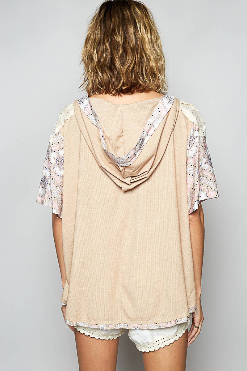 Bri Floral Patch Hooded Top