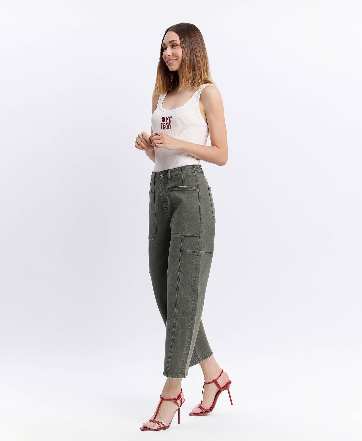 The High Rise Elastic Band Barrel Jean