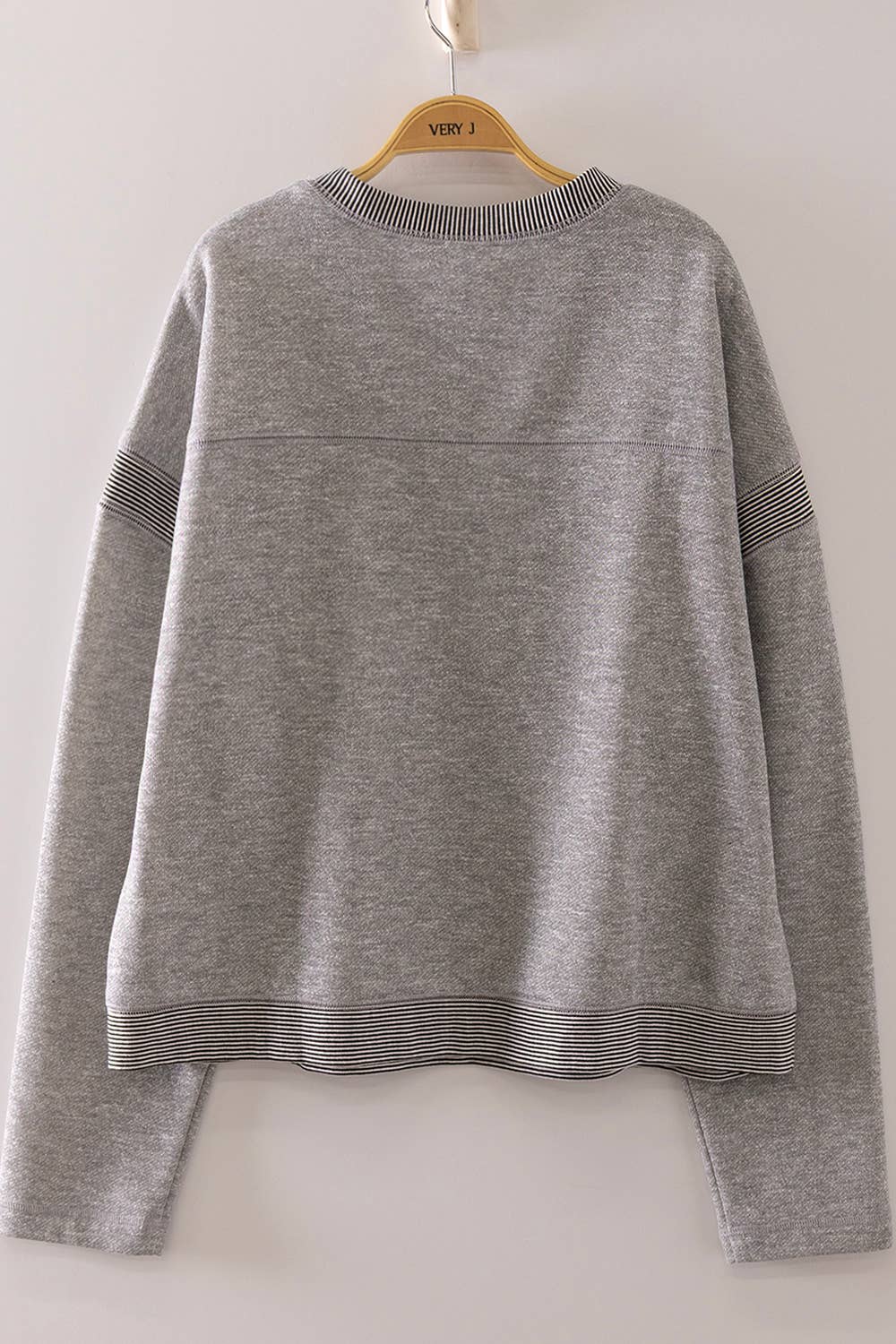 Rib Trim Heathered Knit Set