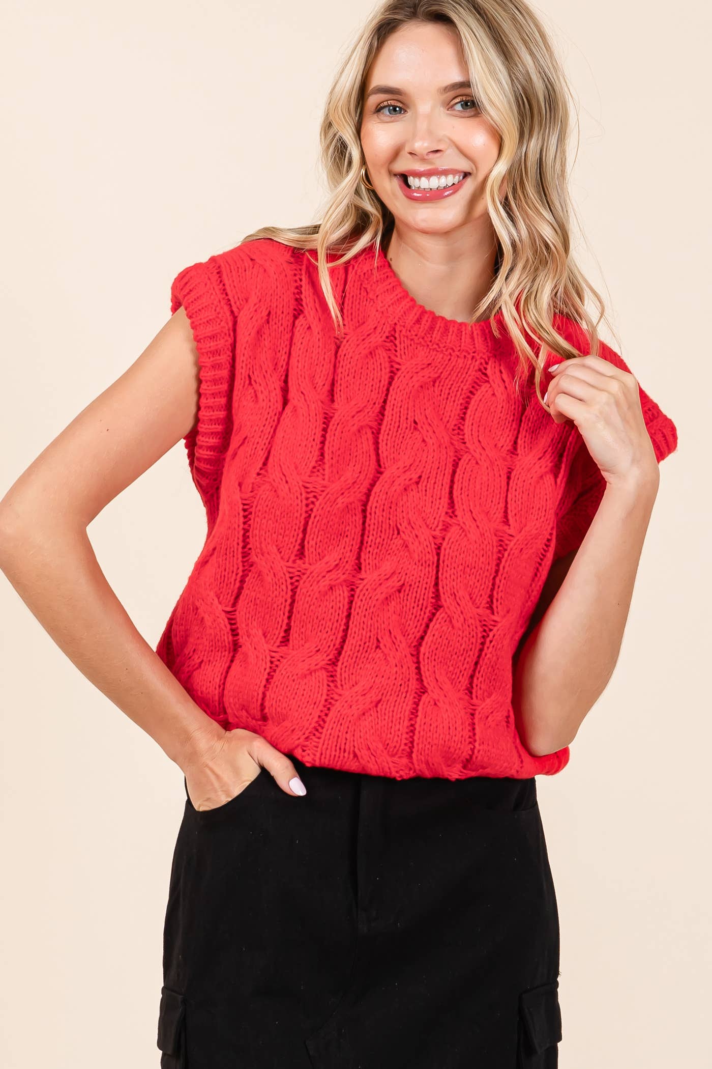 Holly Cable Knit Sweater Vest