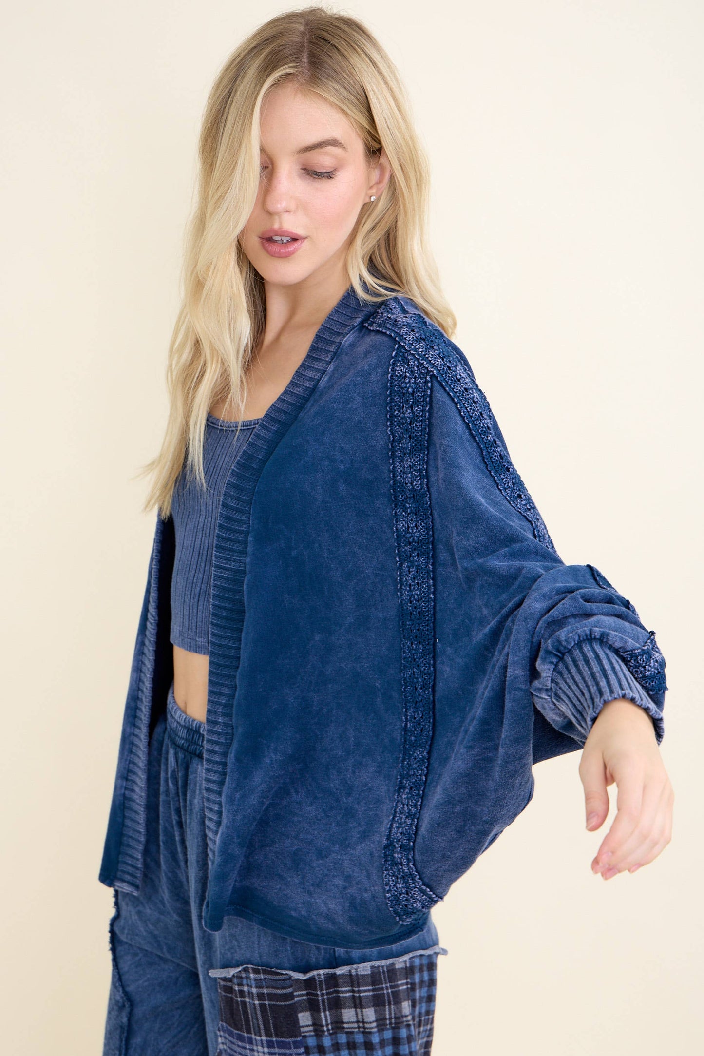 Mineral Washed Batwing Dolman Cardigan