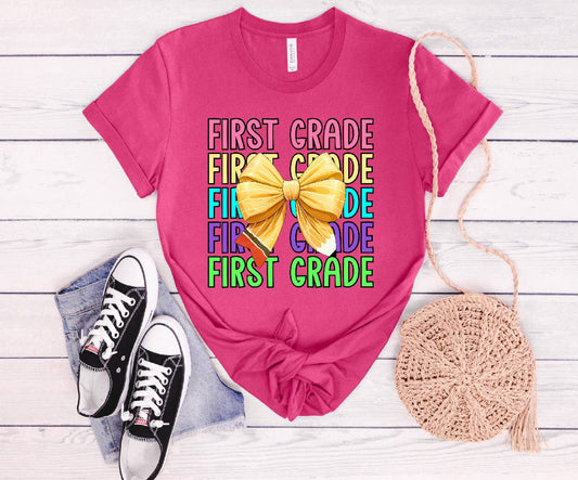 First Grade Bow Youth Tee - Milly's Boutique