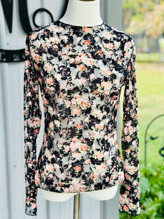 Floral Mesh Layering Top - Milly's Boutique