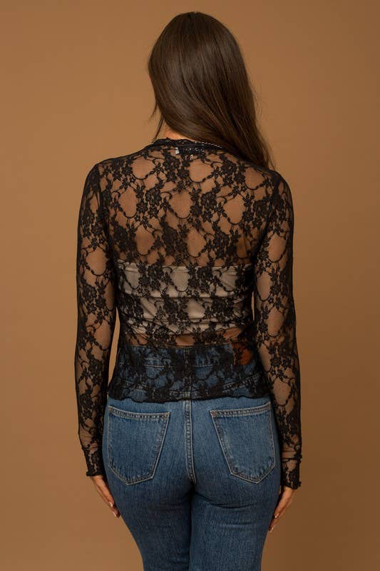 Floral Mesh Top - Milly's Boutique