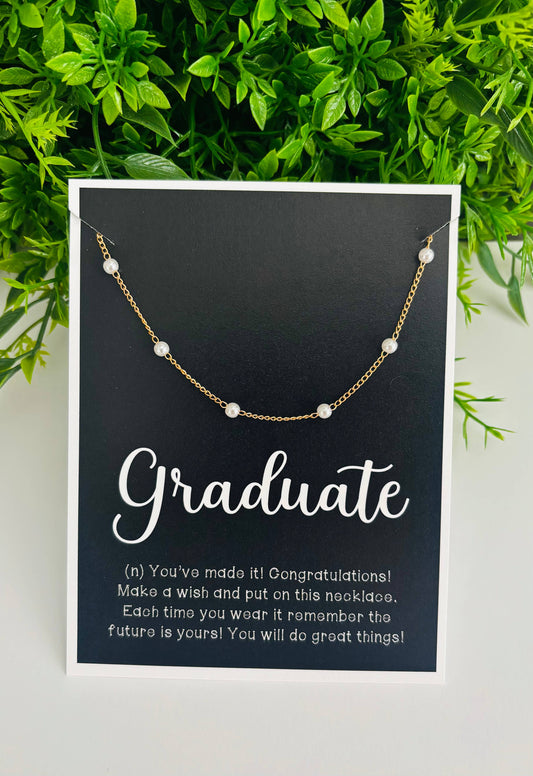 Graduation Adjustable Pearl Necklace - Milly's Boutique