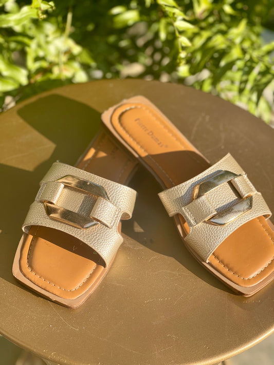 The Gold Buckle Slide Sandal