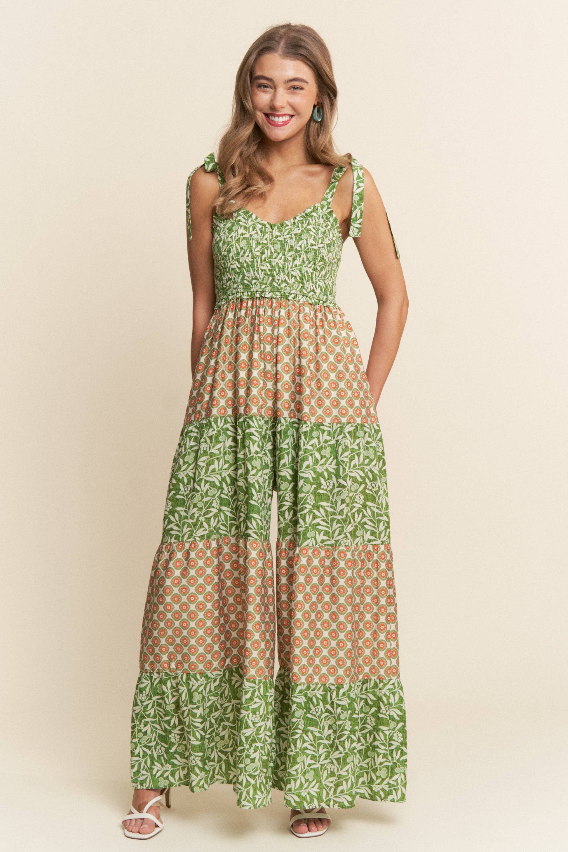 Jade Boho Smocked Wide Leg Jumpsuit - Milly's Boutique