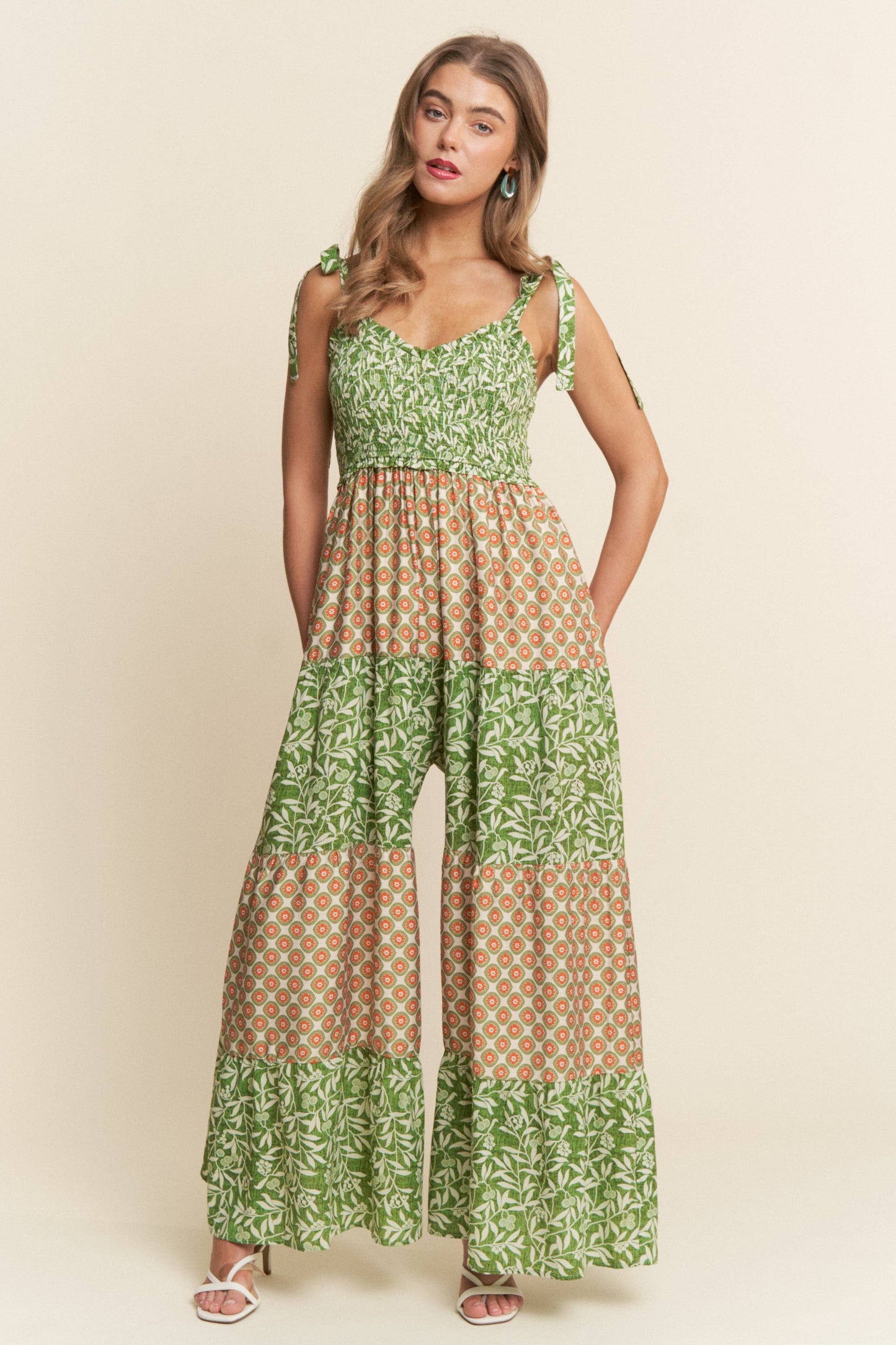Jade Boho Smocked Wide Leg Jumpsuit - Milly's Boutique