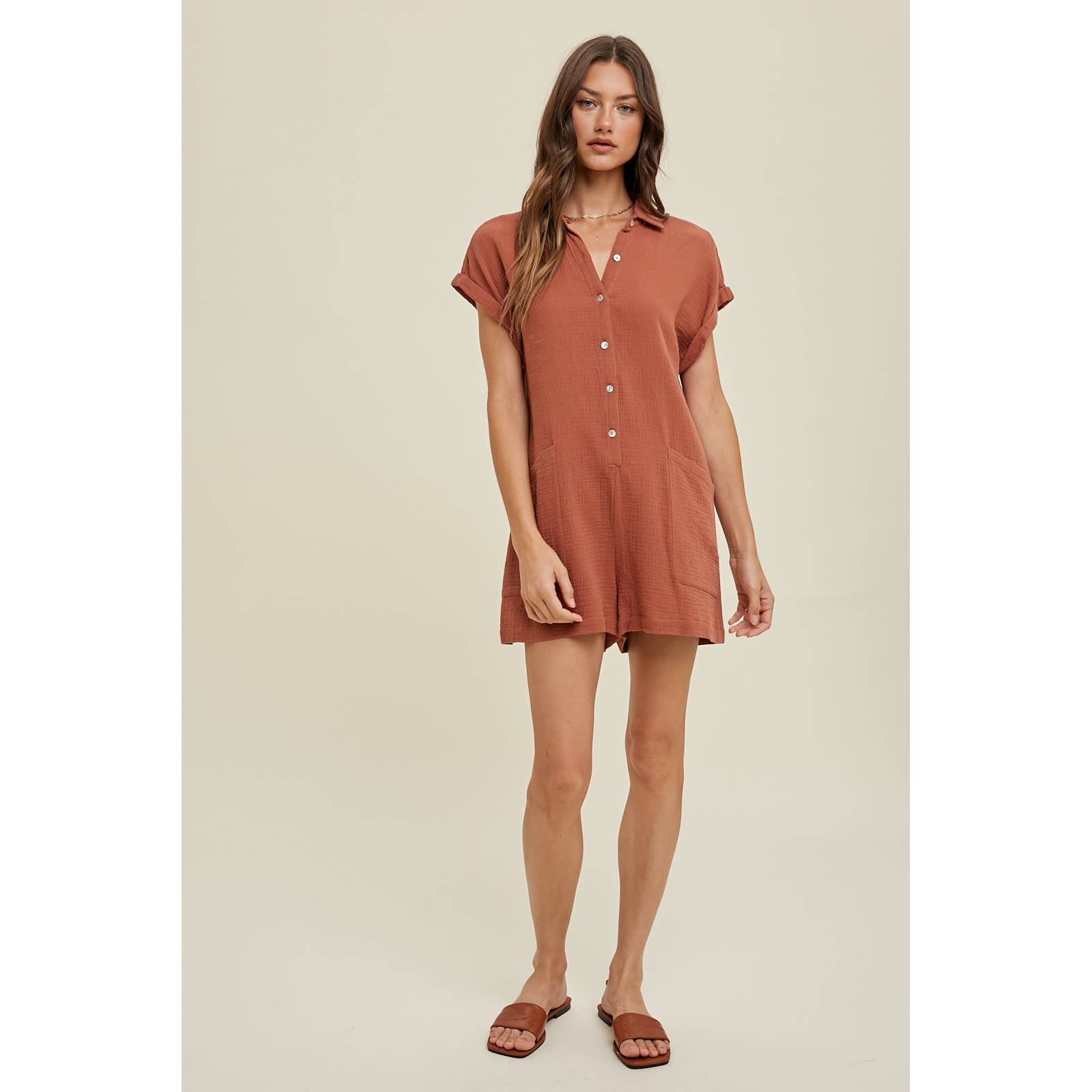 Janie Button Up Romper - Milly's Boutique