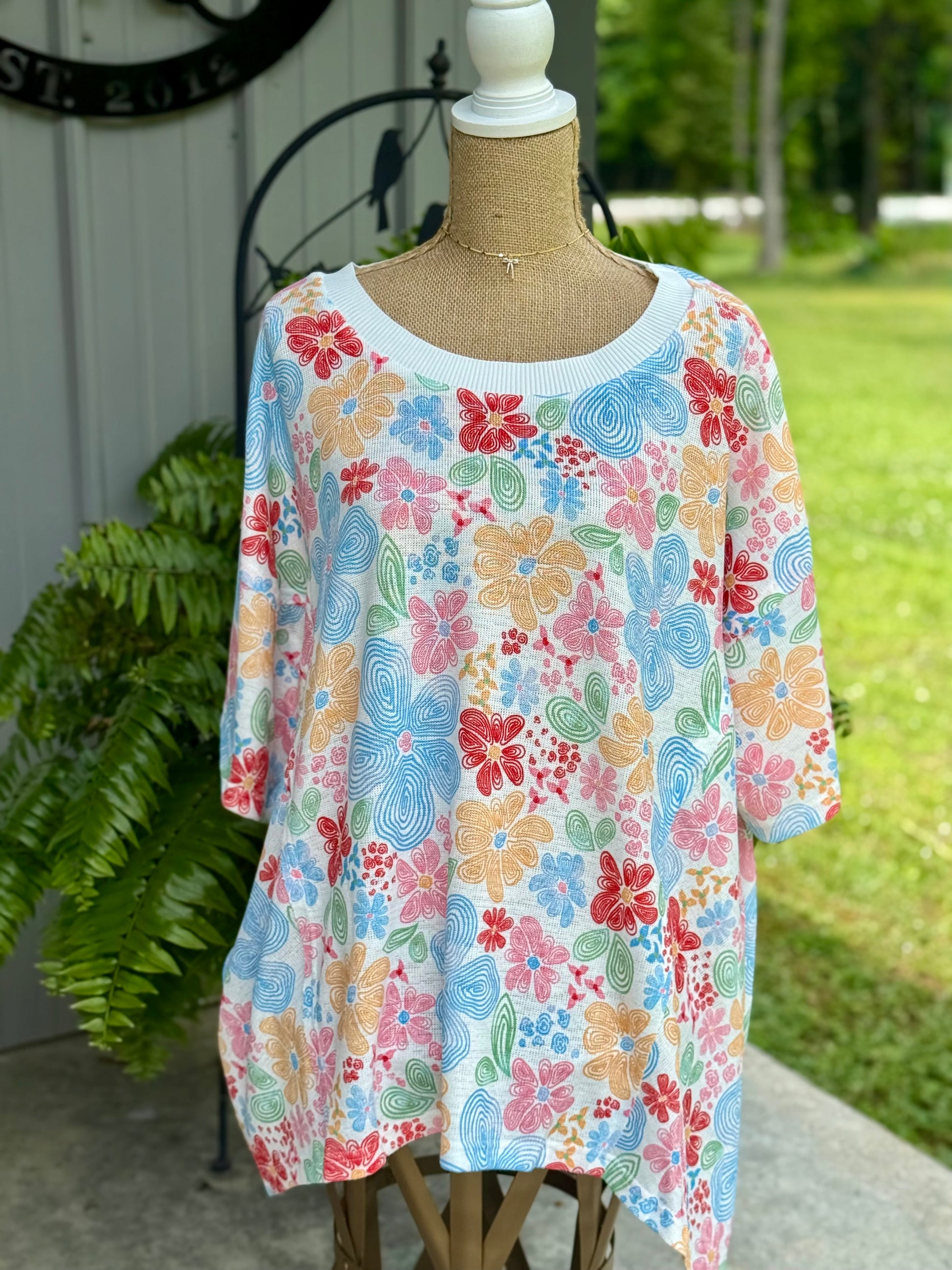 Jerri Batwing Plus Floral Top - Milly's Boutique