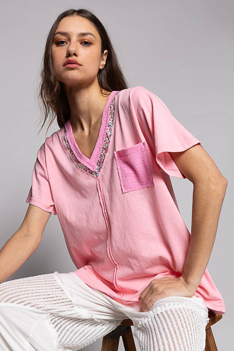 Jodi Lace Detail V Neck Top - Milly's Boutique