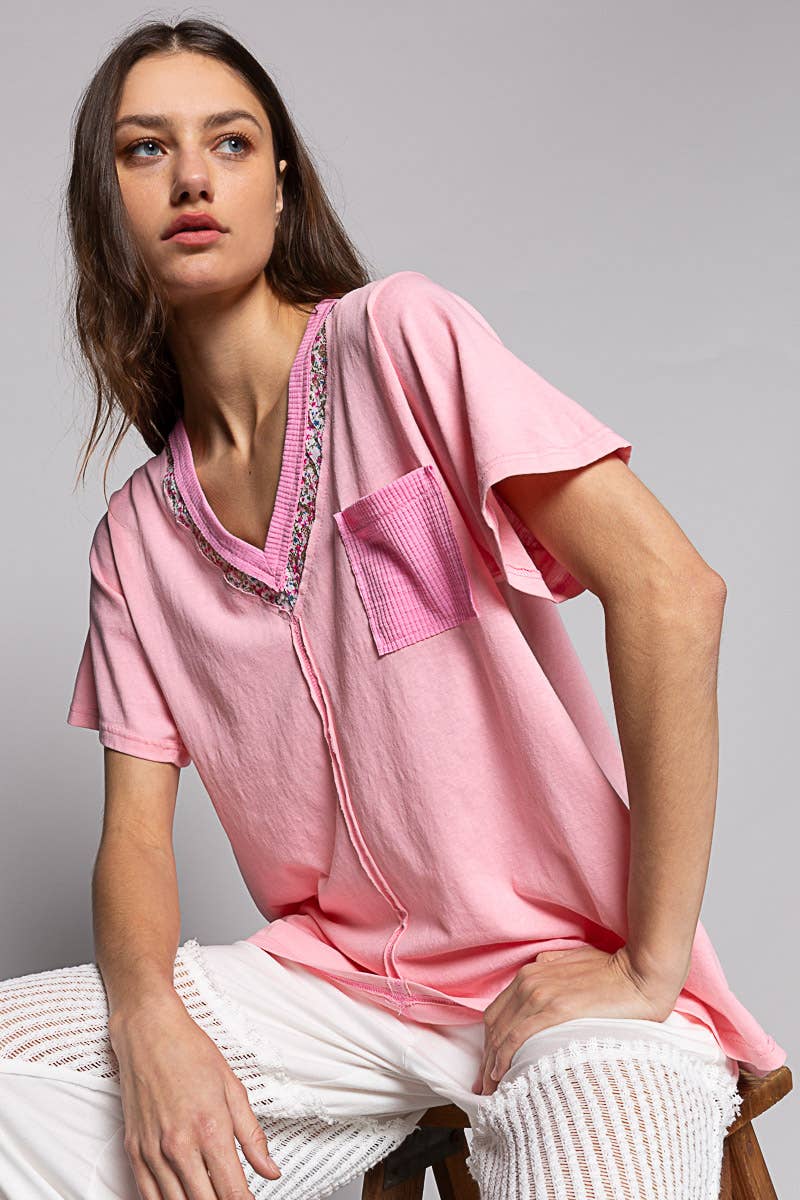 Jodi Lace Detail V Neck Top - Milly's Boutique