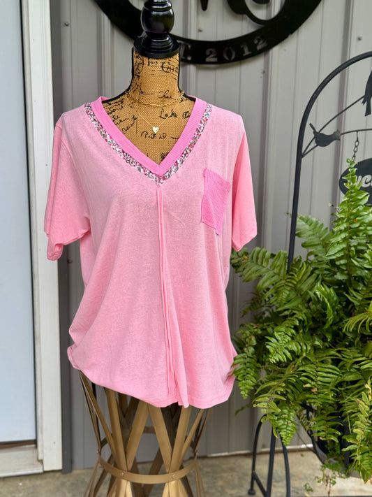 Jodi Lace Detail V Neck Top - Milly's Boutique