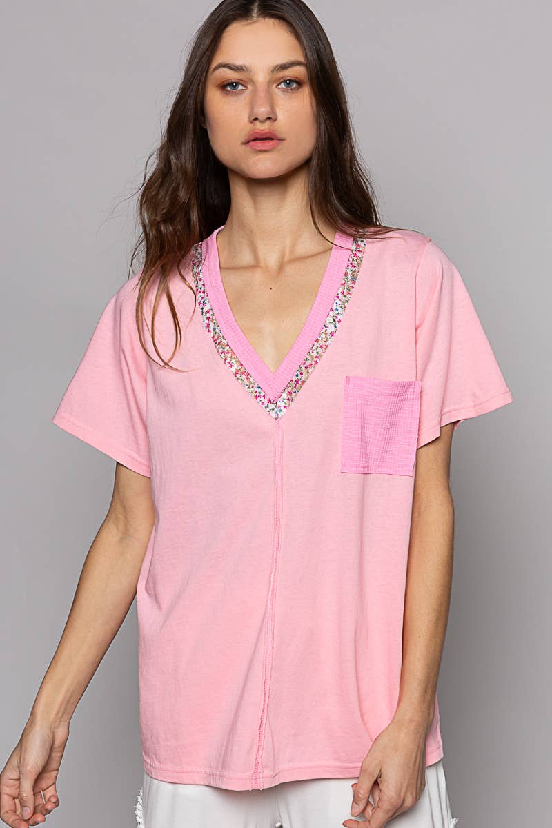 Jodi Lace Detail V Neck Top - Milly's Boutique