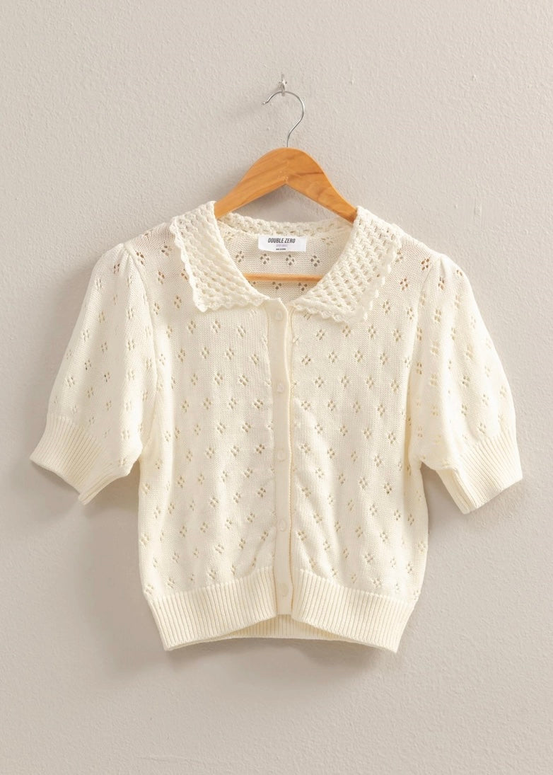 June Scalloped Collared Cardigan - Milly's Boutique