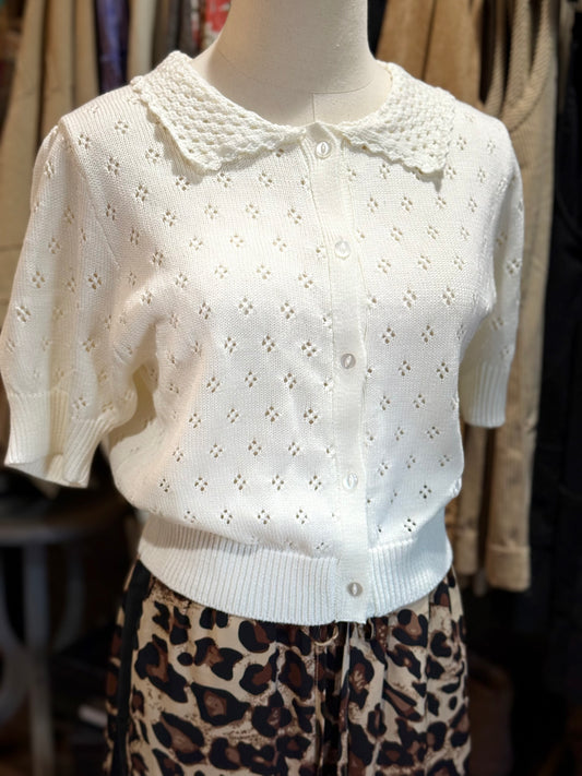 June Scalloped Collared Cardigan - Milly's Boutique