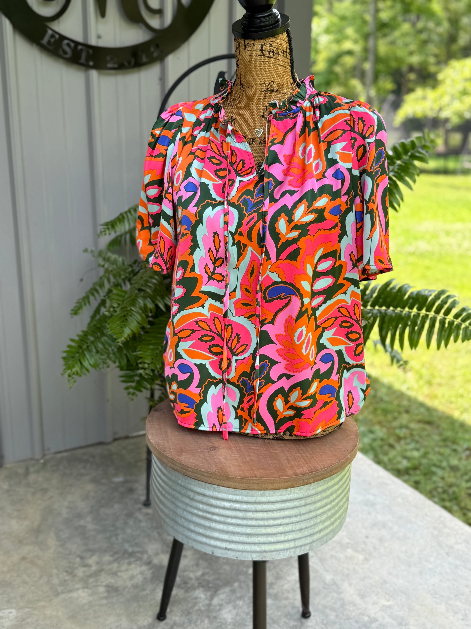 Lacey Vibrant Floral Top - Milly's Boutique