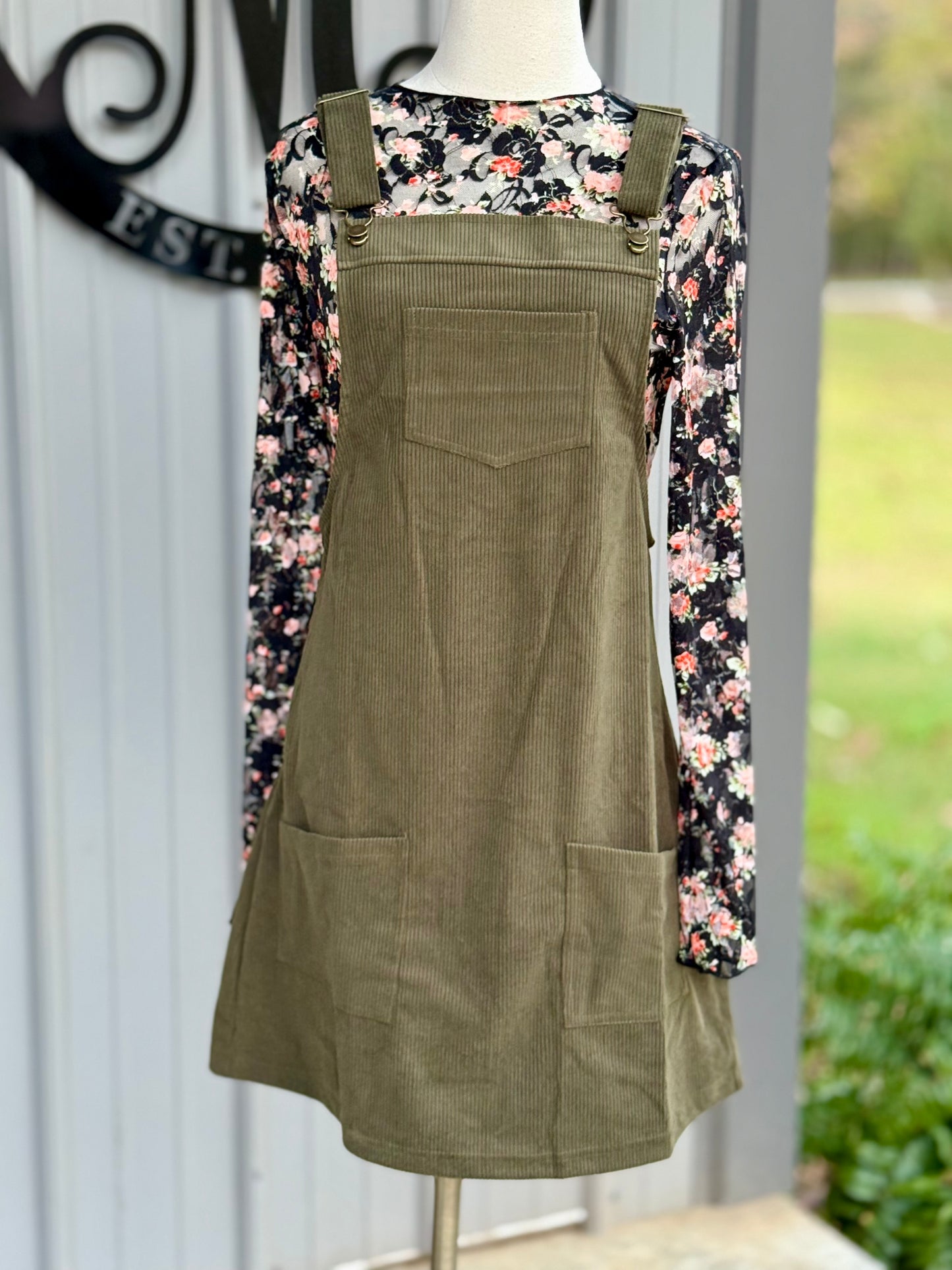 Laci Corduroy Overall Dress - Milly's Boutique